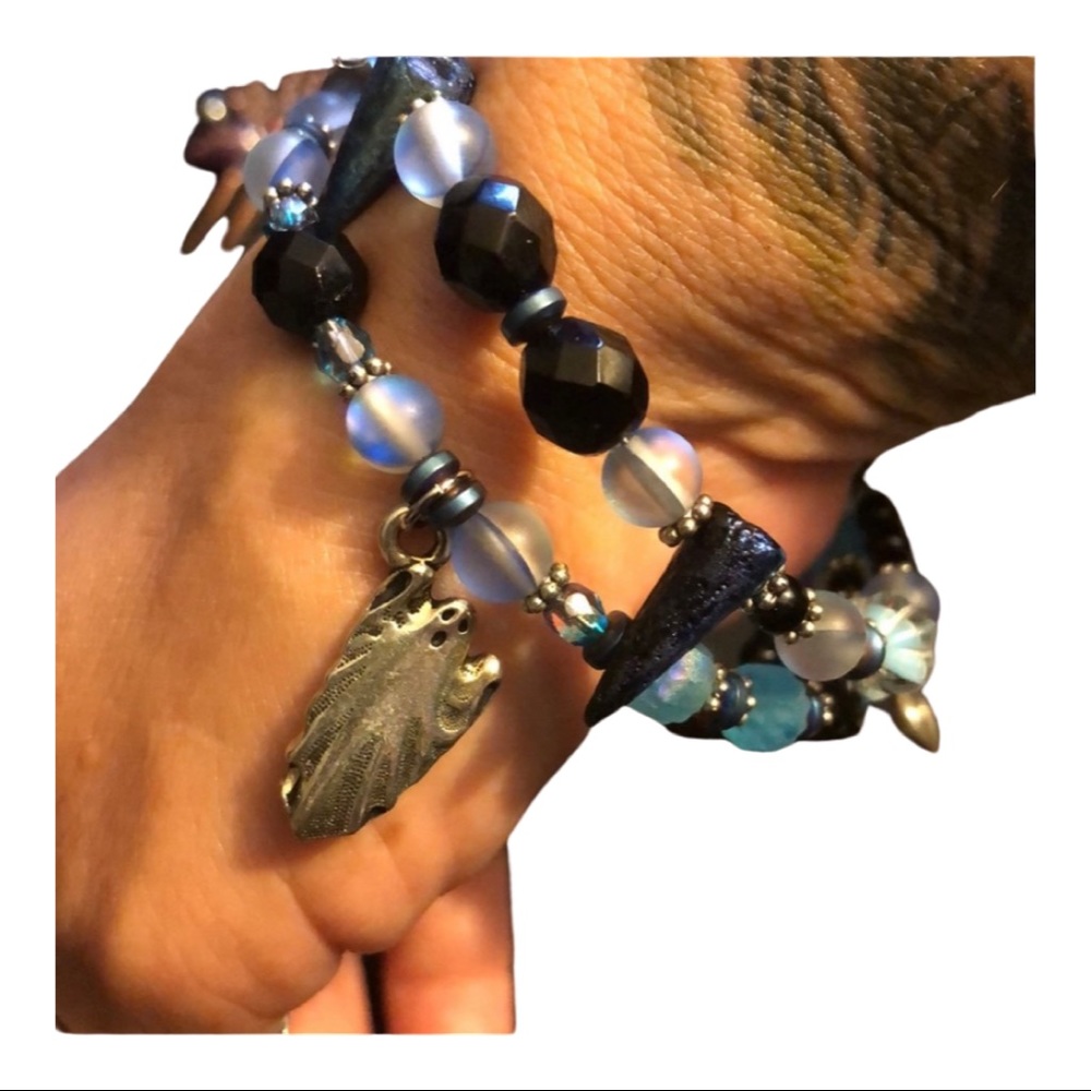 Ghost Czech glass hematite bracelet